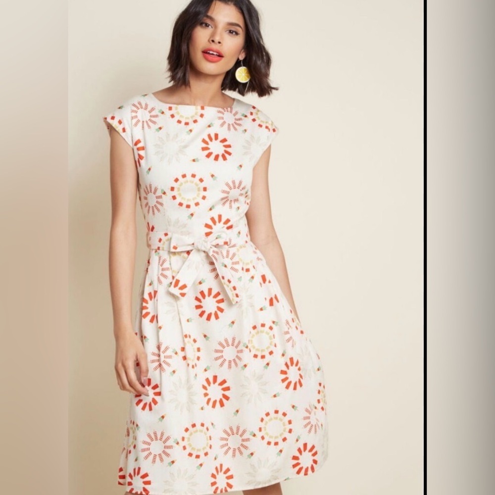 PALAVA Popsicle Print RETRO Women's Organic Cotton Dress sz 8/UK 12